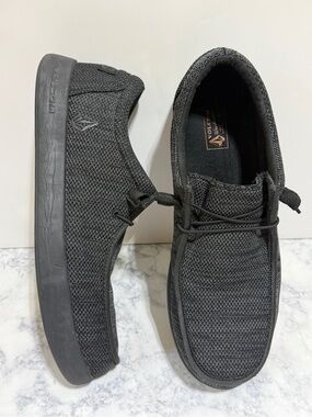 Men's Volcom Composite Toe black canvas Slip-On Moc Toe Work Shoe VM30802 11.5